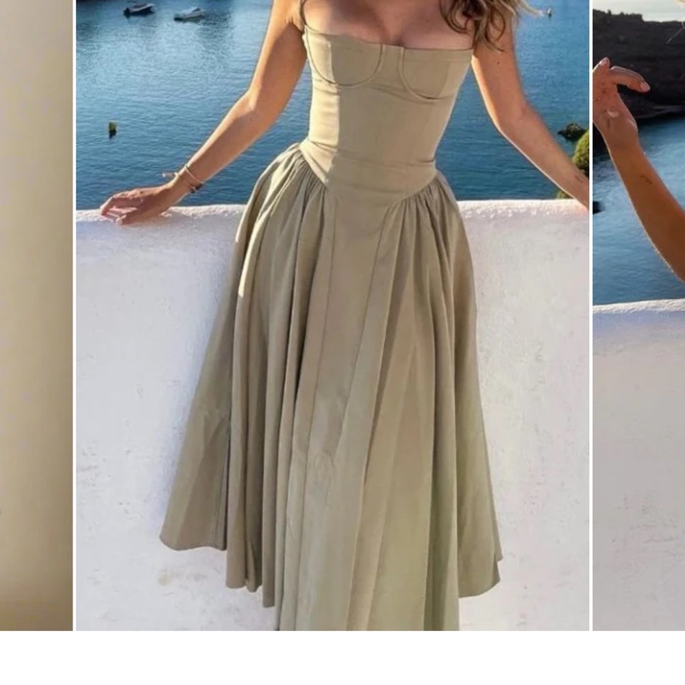 Sale Elegant Strapless Dress in Tan NWOT